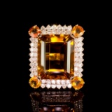 14K Gold 18.76ct Citrine, 2.50ct Orange Sapphire 1.85ct Diamond Ring