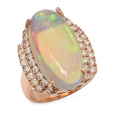 14K Gold 8.81ct Opal 1.10ct Diamond Ring