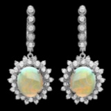 14k Gold 4.50ct Opal 1.90ct Diamond Earrings