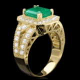 14k Gold 2.20ct Emerald 1.30ct Diamond Ring