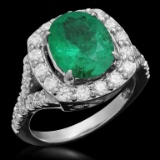14K Gold 3.00ct Emerald 1.05ct Diamond Ring