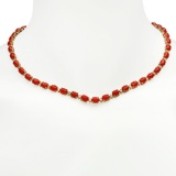 14K Gold 26.32ct Coral 1.79ct Diamond Necklace