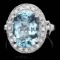 14k Gold 7.00ct Aquamarine 0.70ct Diamond Ring