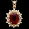 14k Gold 5.00ct Ruby 0.60ct Diamond Pendant