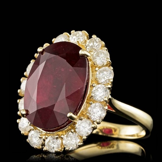 14k Yellow Gold 16.00ct Ruby 2.20ct Diamond Ring