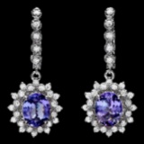 14k Gold 5ct Tanzanite 1.60ct Diamond Earrings