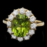 14k Gold 4.50ct Peridot 1.20ct Diamond Ring