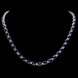 14k Gold 37ct Sapphire 1.85ct Diamond Necklace