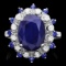 14k Gold 5.35ct Sapphire 0.35ct Diamond Ring