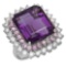 14K Gold 20.11ct Amethyst 1.96ct Sapphire 2.39ct Diamond Ring