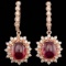 14k Rose 14.00ct Ruby 1.65ct Diamond Earrings