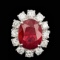 14k White Gold 11.00ct Ruby 2.15ct Diamond Ring