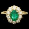 14k Gold 1.80ct Emerald 1.00ct Diamond Ring