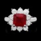 14k White Gold 3.40ct Ruby 1.25ct Diamond Ring