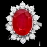 14k White Gold 11.00ct Ruby 2.00ct Diamond Ring