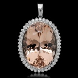 14K Gold 65.81ct Morganite 2.83ct Diamond Pendant