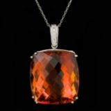 14k Gold 64.00ct Citrine 0.20ct Diamond Pendant