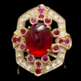 14k Yellow Gold 7.8ct Ruby 0.50ct Diamond Ring