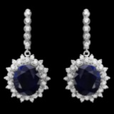 14k Gold 17ct Sapphire 1.80ct Diamond Earrings