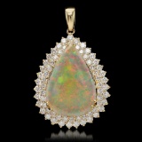 14K Gold 7.12ct Opal & 2.03ct Diamond Pendant