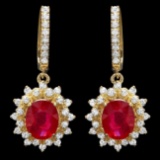 14k Gold 6.5ct Ruby 2.00ct Diamond Earrings