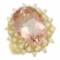 14K Gold 9.83ct Morganite 0.75ct Diamond Ring