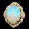 14k Yellow Gold 14.00ct Opal 0.70ct Diamond Ring