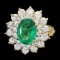 14k Gold 1.70ct Emerald 1.45ct Diamond Ring