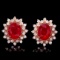 14k Rose Gold 8.00ct Ruby 1.30ct Diamond Earrings