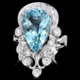 14k Gold 4.50ct Aquamarine 0.75ct Diamond Ring