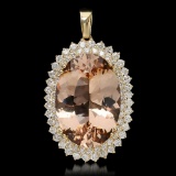 14K Gold 40.22ct Morganite 4.15ct Diamond Pendant