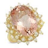 14K Gold 9.83ct Morganite 0.75ct Diamond Ring