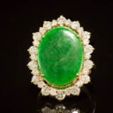 14K Gold 2.91ct Jadeite 2.42ct Diamond Ring