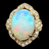 14k Yellow Gold 14.00ct Opal 0.70ct Diamond Ring