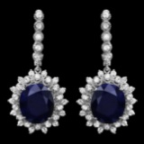 14k Gold 14ct Sapphire 2.00ct Diamond Earrings