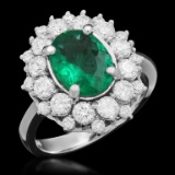 14K Gold 1.65ct Emerald 1.43ct Diamond Ring