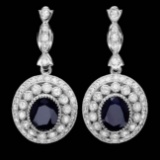 14k Gold 6ct Sapphire 2.55ct Diamond Earrings