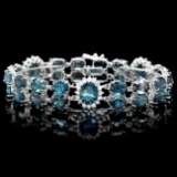 14k Gold 50.5ct Topaz 1.60ct Diamond Bracelet