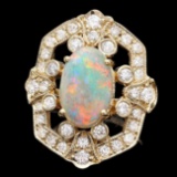 14k Yellow Gold 2.50ct Opal 1.25ct Diamond Ring