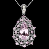 14k Gold 8.45ct Kunzite 0.17ct Diamond Pendant