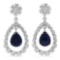 14K Gold  10.37ct Sapphire 7.08ct Diamond Earrings