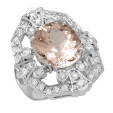 14K Gold 7.28ct Morganite 1.18ct Diamond Ring