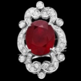 14k White Gold 11.00ct Ruby 1.35ct Diamond Ring