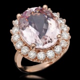 14K Gold 13.13ct Kunzite 2.22ct Diamond Ring