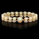 14k Gold 14.1ct Opal 0.50ct Diamond Bracelet