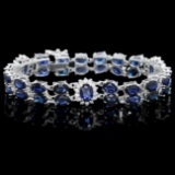 14k Gold 30ct Sapphire 1.20ct Diamond Bracelet