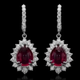 14K Gold 10.89ct Ruby 2.43ct  Diamond Earrings