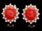 14k Rose 6.00ct Coral 1.40ct Diamond Earrings