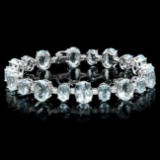 14k Gold 39ct Aquamarine 1.25ct Diamond Bracelet