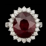 14k White Gold 12.50ct Ruby 1.50ct Diamond Ring